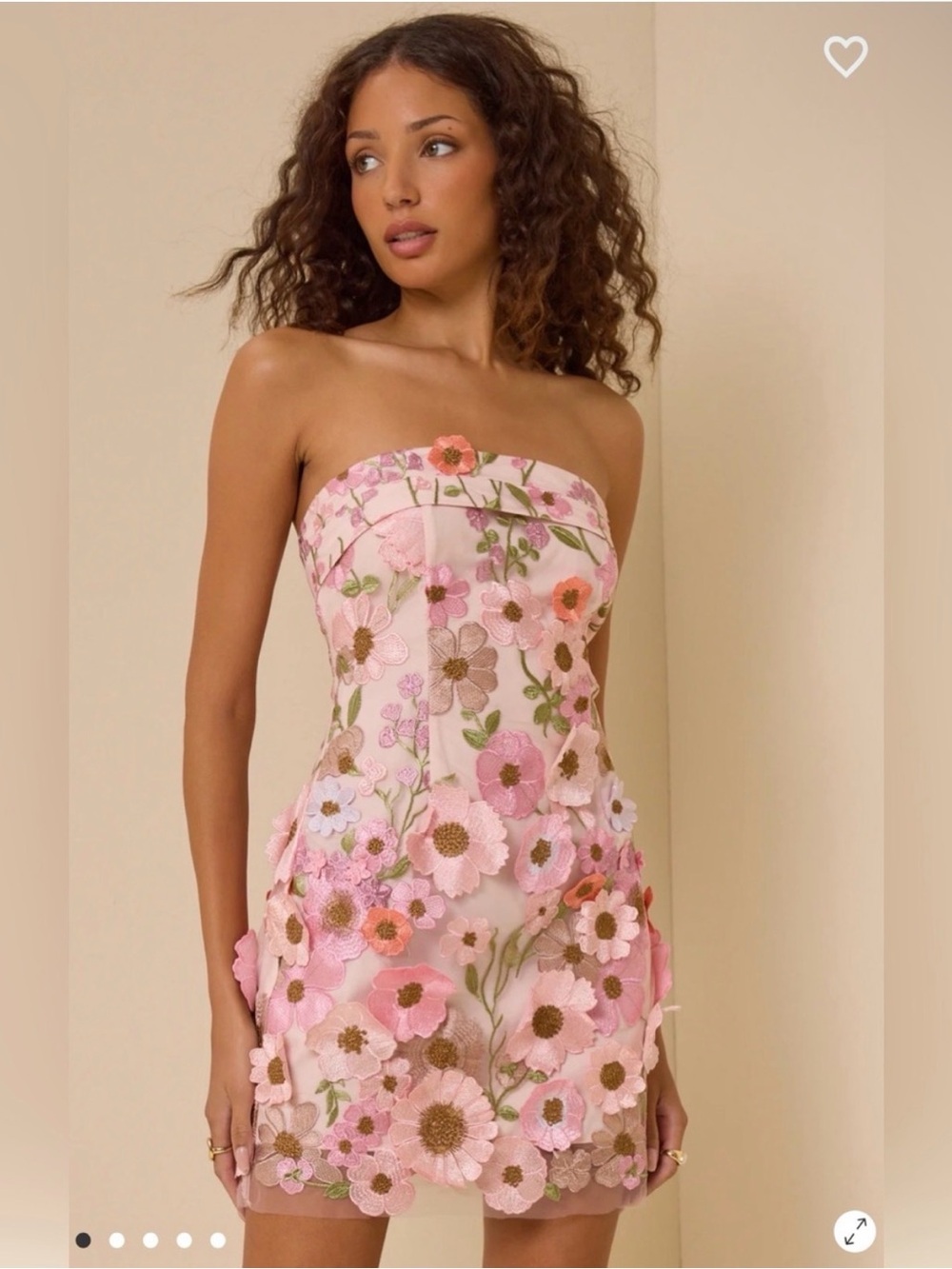 NWT Altar’d State Strapless Pink Floral Appliqué Mini Dress